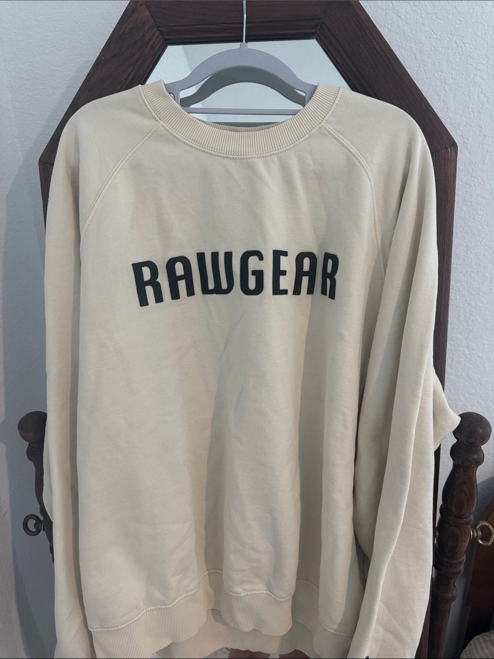 Raw Gear Men's Cream Graphic Sweatshirt, men’s clothing, athletic, XL